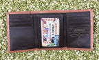 Men's Tan Tooled Leather Trifold Wallet