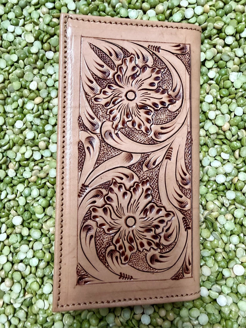 Men's Texas Tooled Checkbook Wallet