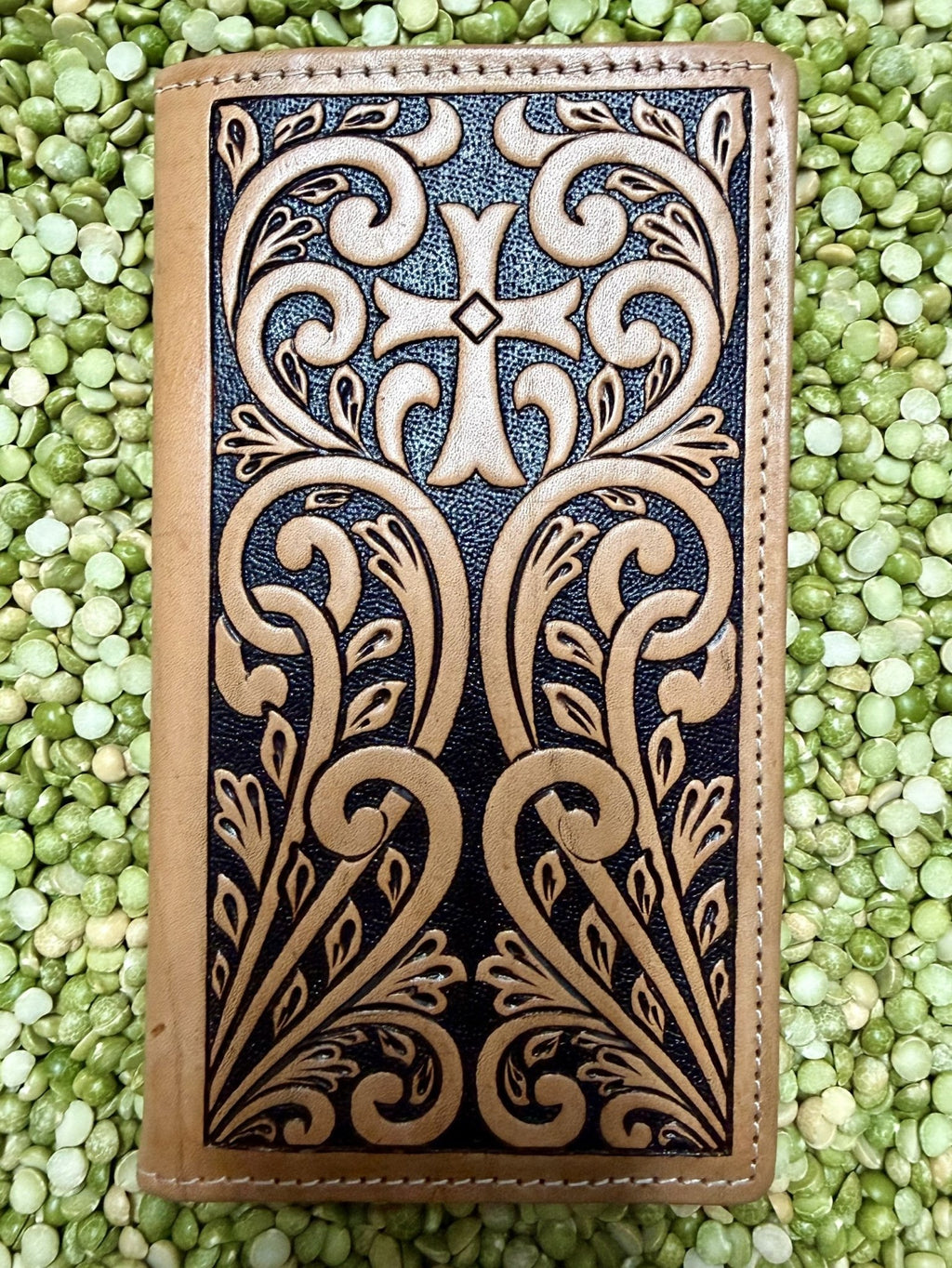 Men’s tooled cross checkbook wallet — Blair's Western Wear Marble Falls TX