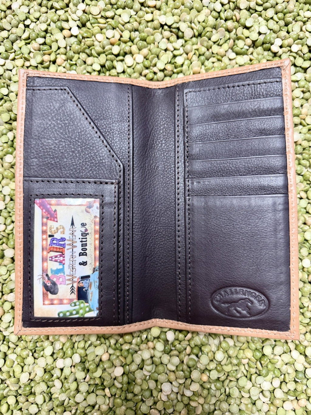 Men's Tooled Hide Checkbook Wallet