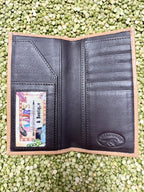 Men's Tooled Hide Checkbook Wallet