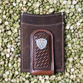 Men's Tooled Leather Magnetic Money Clip Wallet