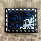 Men's Tooled Overlay Rawhide Stitch Bifold Wallet