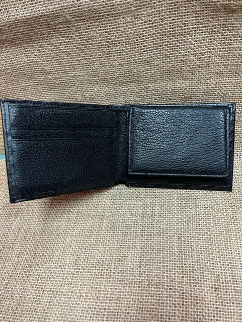 Men's Tooled Overlay Rawhide Stitch Bifold Wallet