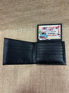 Men's Tooled Overlay Rawhide Stitch Bifold Wallet