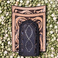 Men's Tooled Suede Money Clip Wallet