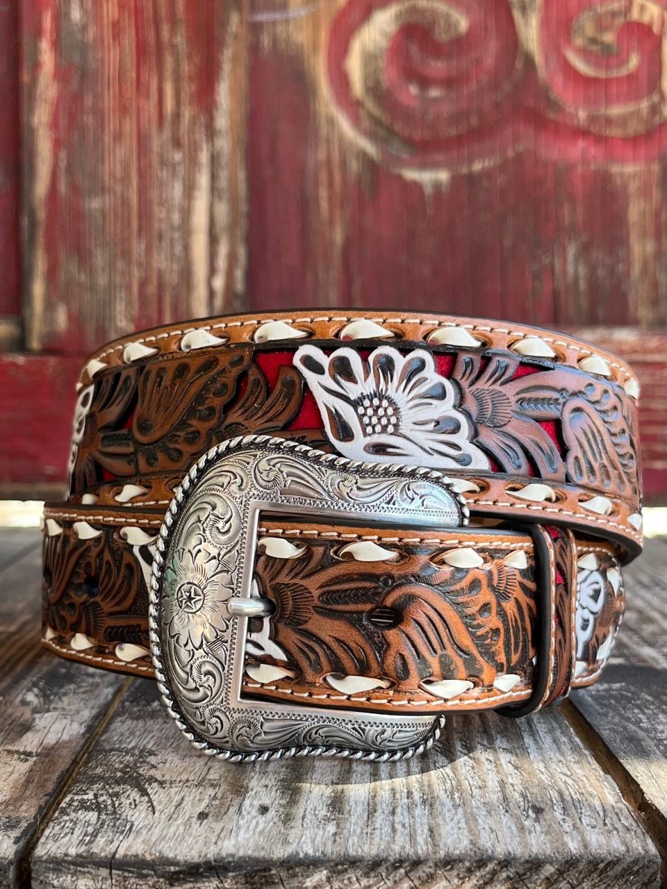 Men's Tooled Whipstitch Belt