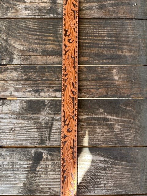 Men's Western Brown Tooled Leather Belt - Blair's Western Wear Marble Falls, TX