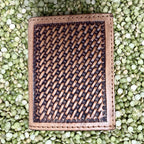 Men's Trifold Basketweave Tooled Hair-On-Hide Wallet