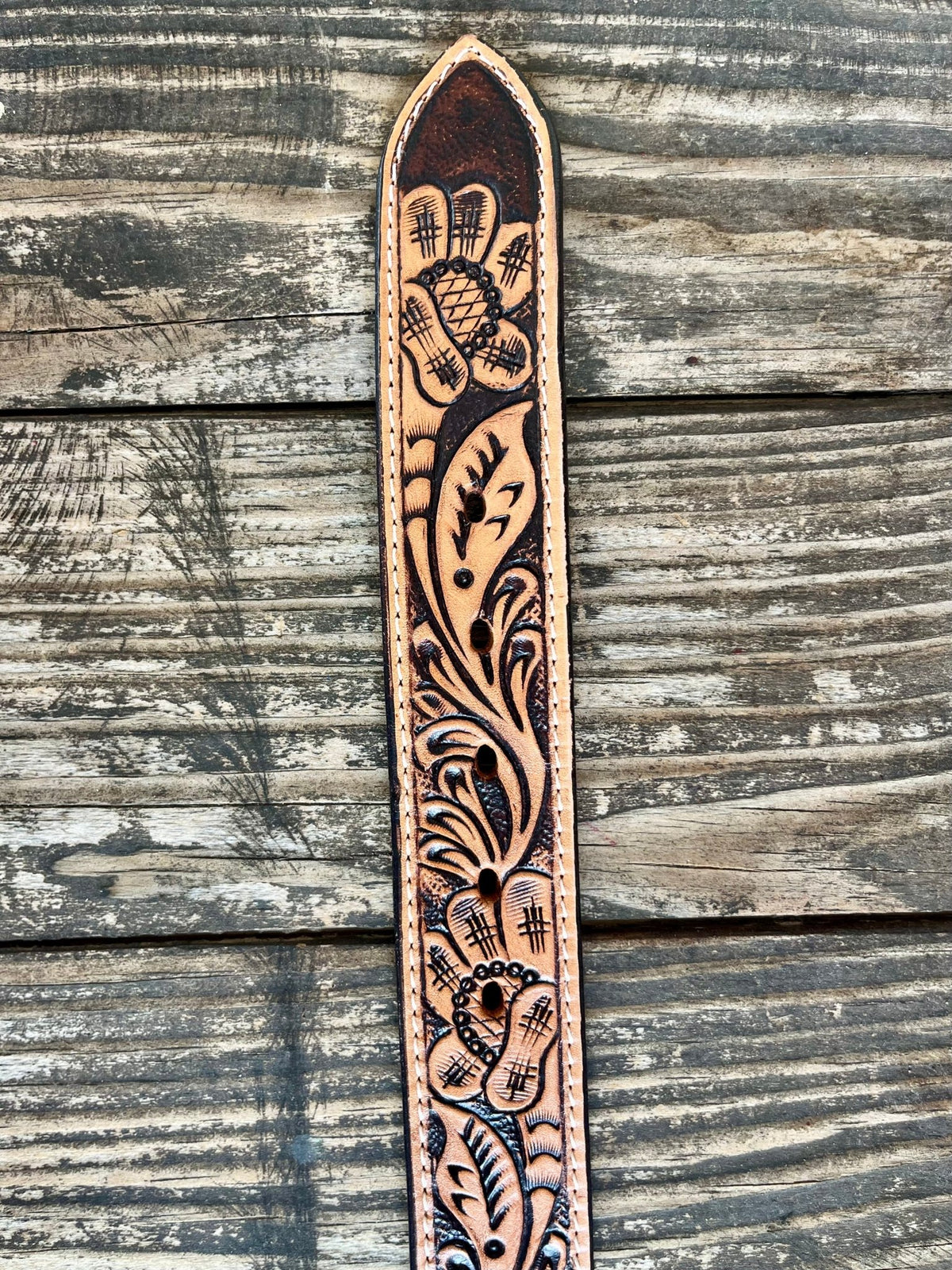 Men's Turquoise & Black Aztec Beaded Tooled Leather Belt