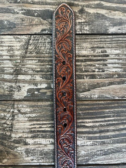Men's Two-Tone Tooled Leather Belt