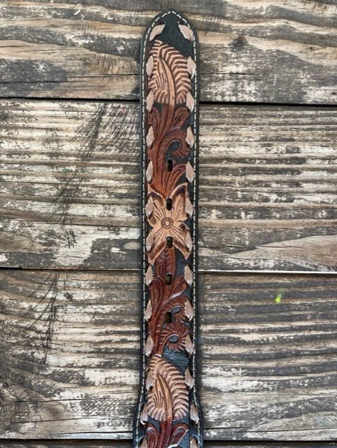 Men's Two-Tone Tooled Leather Belt