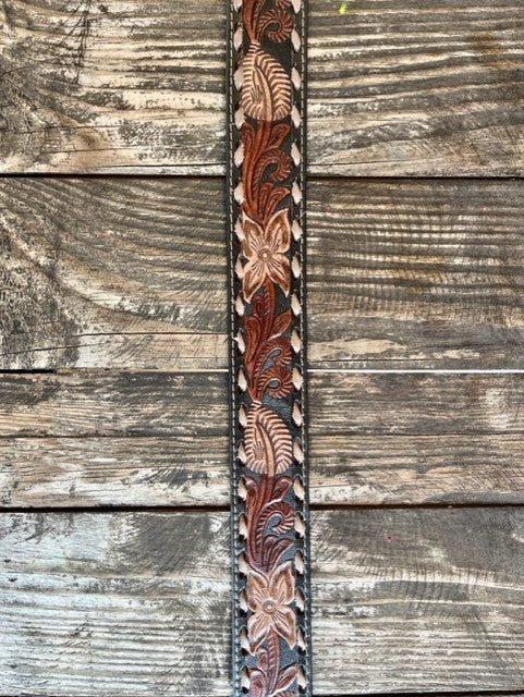 Men's Two-Tone Tooled Leather Belt