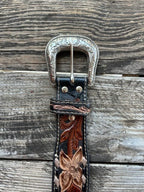 Men's Two-Tone Tooled Leather Belt