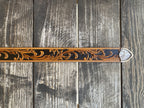 Men's Two Tone Tooled Leather Belt in Tan & Black With Fancy Etched Buckle - C41514 - Blair's Western Wear Marble Falls, TX