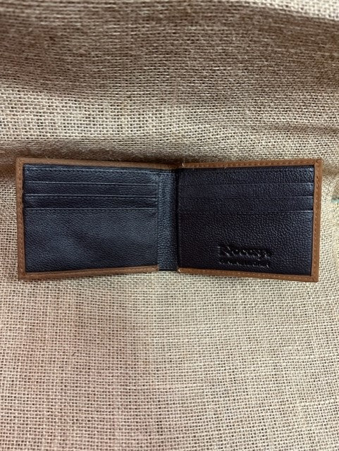 Men's Two-Tone Tooled Leather Rawhide Stitch Bifold Wallet