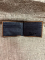 Men's Two-Tone Tooled Leather Rawhide Stitch Bifold Wallet