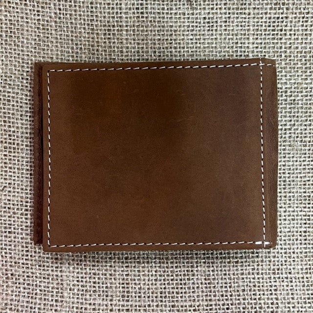 Men's Two-Tone Tooled Leather Rawhide Stitch Bifold Wallet
