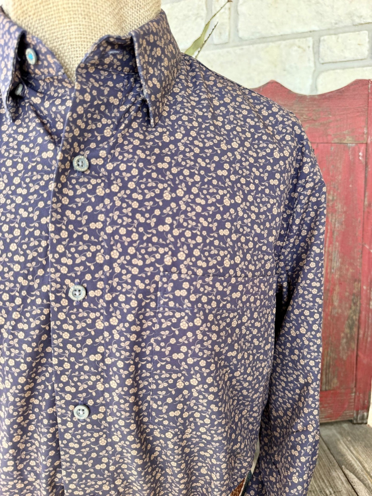 Men's Wrangler Black & Rust Floral Long Sleeve Shirt