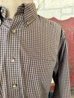 Men's Wrangler Brown Plaid Long Sleeve Button-Up Shirt