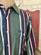 Men's Wrangler Brushpopper Hunter Green Striped Western Shirt