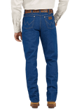 Men's Wrangler Cowboy Cut relaxed fit prewashed blue denim jean with classic five-pocket Western styling and boot-cut leg — Blair's Western Wear Marble Falls TX