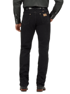 Men's black Wrangler Cowboy Cut Original Fit jean with classic five pocket styling and bootcut leg — Blair's Western Wear Marble Falls TX"