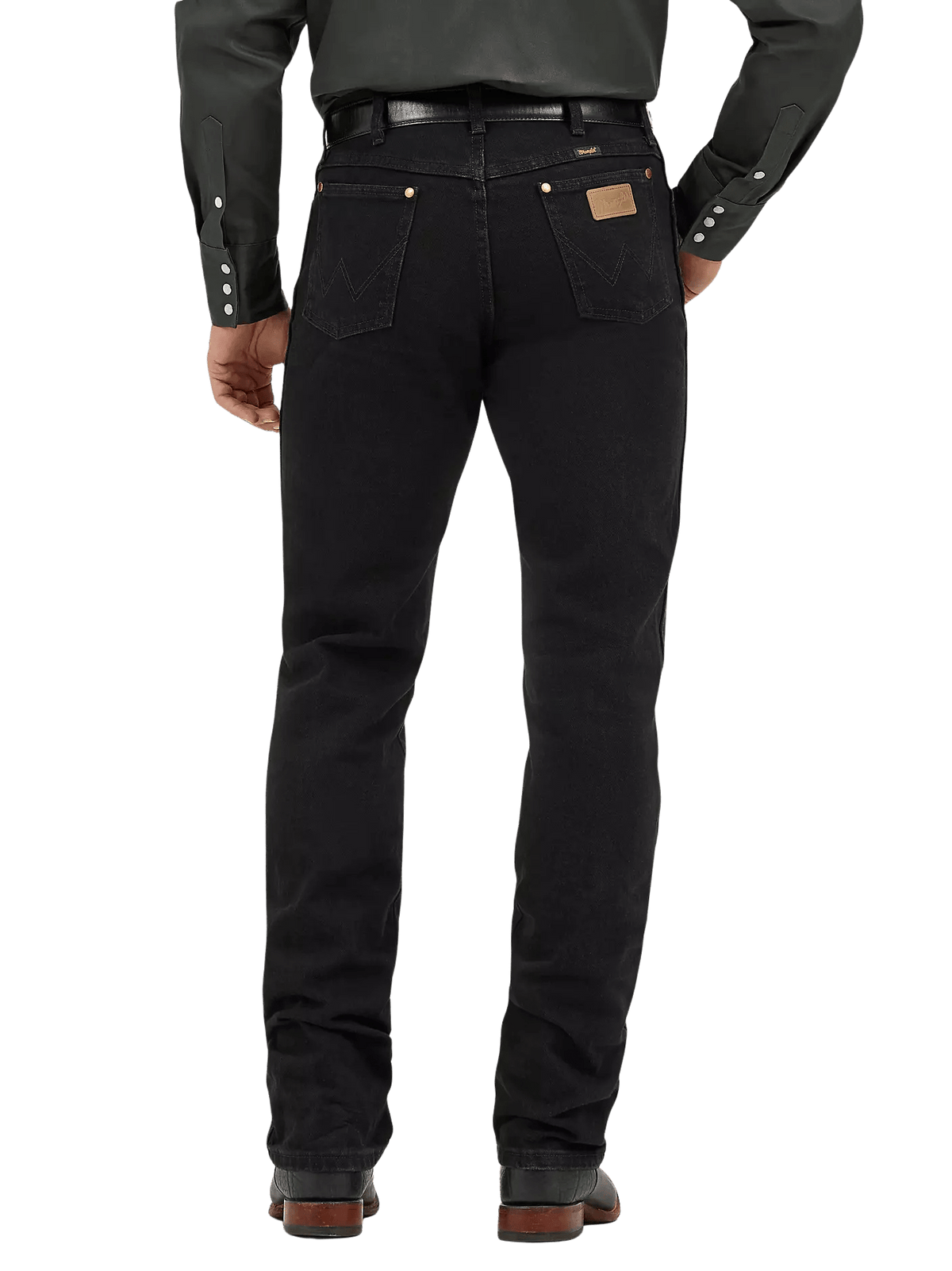 Men's black Wrangler Cowboy Cut Original Fit jean with classic five pocket styling and bootcut leg — Blair's Western Wear Marble Falls TX"