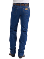 Men's prewashed slim fit Cowboy Cut blue jean with five-pocket styling, boot-cut leg opening, and classic indigo denim — Blair's Western Wear Marble Falls TX