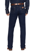 Men's slim fit Cowboy Cut stretch blue jean in 98% cotton LYCRA blend with boot-cut leg opening and five-pocket styling — Blair's Western Wear Marble Falls TX