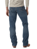 Men's relaxed fit Wrangler Retro bootcut blue jean with W-stitch back pockets, mid rise, and boot-friendly leg opening — Blair's Western Wear Marble Falls TX