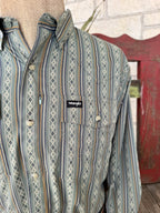 Men's Wrangler Sage & Gold Diamond Stripe Snap Shirt