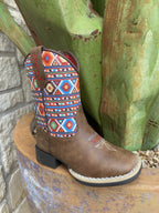 Kids Roper Boot in Colorful Aztec Top with Zipper - 4413502 - Blair's Western Wear Marble Falls, TX