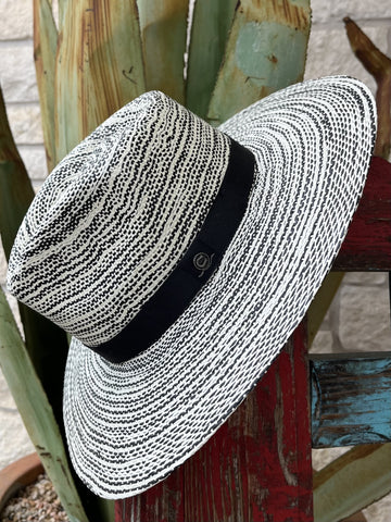Charlie 1 Horse Black & White Stripe Ladies Straw Cowgirl Hat - CSHIYA3436 - Hawaii Ya - Blair's Western Wear Marble Falls, TX