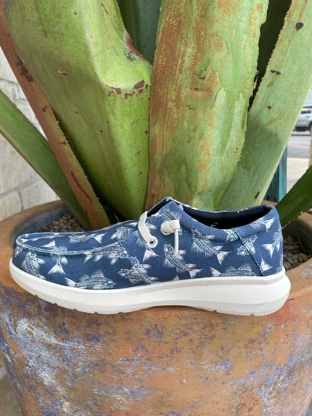 Men's Ariat Casual Shoes in Blue/White Fishbone graphic - 10042500 - Blair's Western Wear Marble Falls, TX