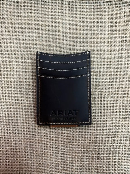 Men's Ariat Leather Money Clip w/ Tooled Leather in Brown/ Dark Chocolate - A3553602 - Blair's Western Wear in Marble Falls, TX