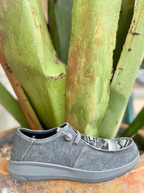 Ariat Men's Hilo Shoe in Grey with Aztec Pattern - 10040438 - Blair's Western Wear Marble Falls, TX 