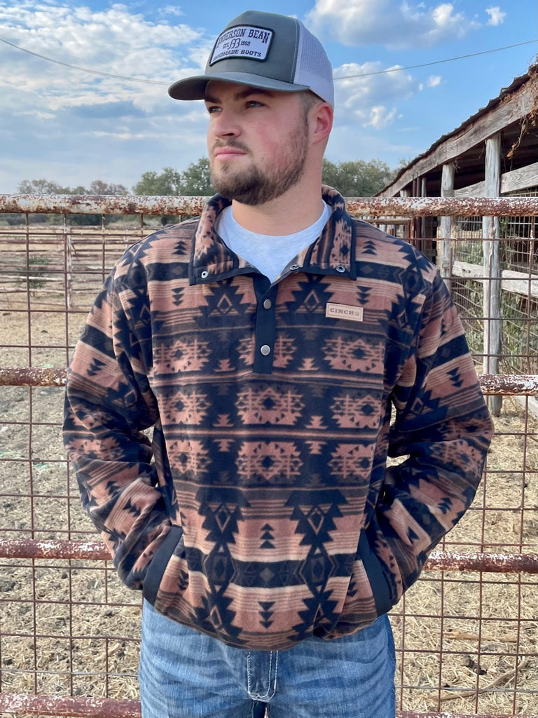 Men's Cinch Aztec Pullover in Brown & Black MWK1514018 Blair's