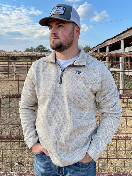 Men's Cinch Pullover in Heathered Grey Natural & Black - MWK1080013 - Blair's Westerm Wear Marble Falls, TX 