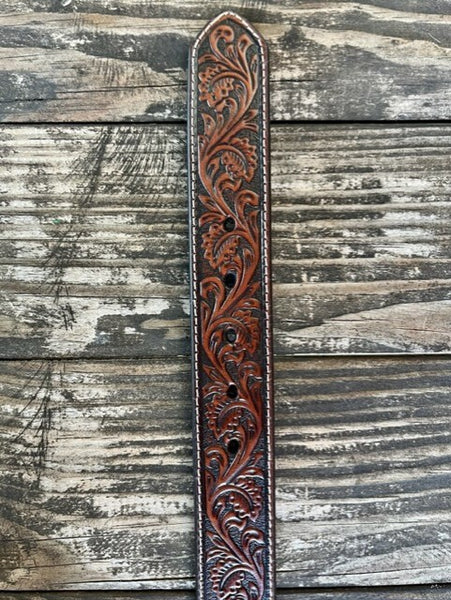 Men's Tooled Leather Belt in Two-Toned Leather - A1020467 - Blair's Western Wear Marble Falls, TX