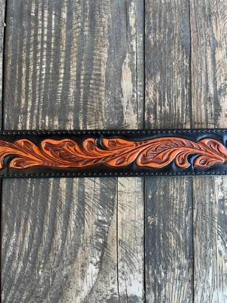 Men's Two-Toned Tooled Leather Belt with Etched Buckle - C42863 - Blair's Western Wear Marble Falls, TX