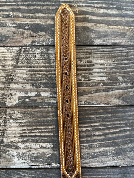 Men's Brown Tooled Leather Belt with Silver Conchos - C42644 - Blair's Western Wear Marble Falls, TX