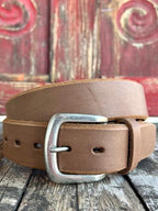 Men's Brown Beveled Edge Leather Belt