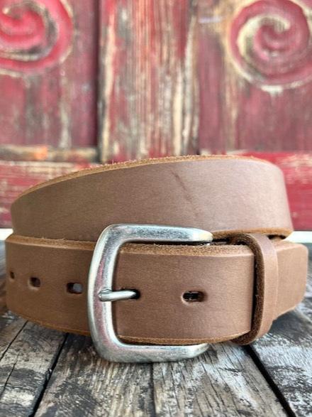 Men's Brown Beveled Edge Leather Belt