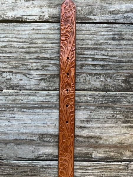 Kid's Tooled Leather Belt with Etched Horse Buckle - C30244 - Blair's Western Wear Marble Falls, TX