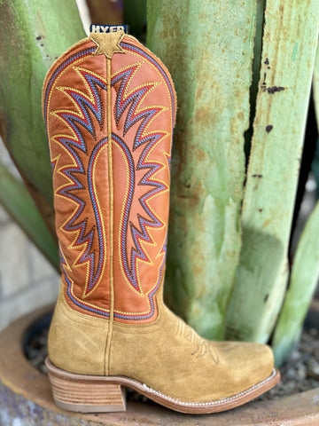 Tan Rough Out with Tangerine Vamp Ladies Cowgirl Hyer Boots - HW42006 - Blair's Western Wear Marble Falls, TX