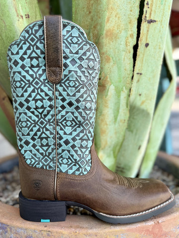 Brown & Turquoise Ariat Women's Cowgirl Boot - 10046882 - Blair's Western Wear Marble Falls, TX