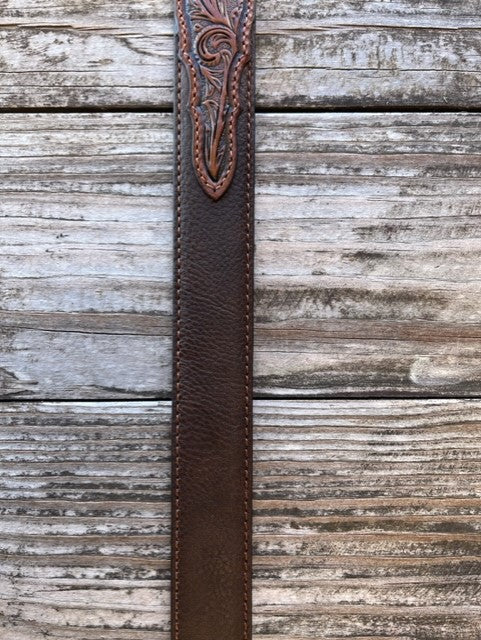 Kid's Two-Tone Tooled Leather Belt