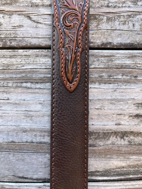 Kid's Two-Tone Tooled Leather Belt