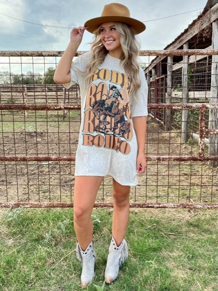 Ladies Rodeo Repeat Bucking Bronc T-shirt Dress - AV1202RODEO - Blair's Western Wear